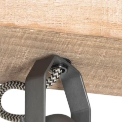 Landelijke spot zwart met hout 4-lichts verstelbaar - Jelle