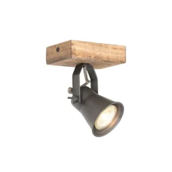 Landelijke spot zwart met hout verstelbaar - Jelle