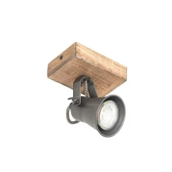 Landelijke spot zwart met hout verstelbaar - Jelle