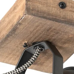 Landelijke spot zwart met hout verstelbaar - Jelle