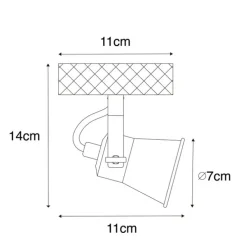 Landelijke spot zwart met hout verstelbaar - Jelle