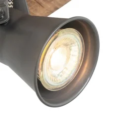 Landelijke spot zwart met hout verstelbaar - Jelle