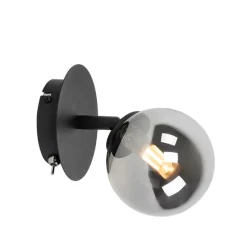 Landelijke spot zwart verstelbaar met smoke glas - Athens