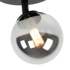 Landelijke spot zwart verstelbaar met smoke glas - Athens