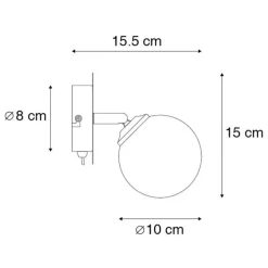 Landelijke spot zwart verstelbaar met smoke glas - Athens
