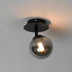 Landelijke spot zwart verstelbaar met smoke glas - Athens