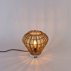 Landelijke tafellamp bamboe met wit - Canna Diamond