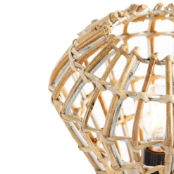 Landelijke tafellamp bamboe met wit - Canna Diamond