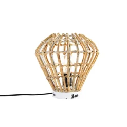 Landelijke tafellamp bamboe met wit - Canna Diamond