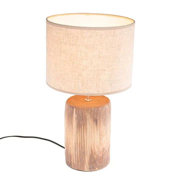 Landelijke tafellamp beige met bruin 43 cm - Lipa