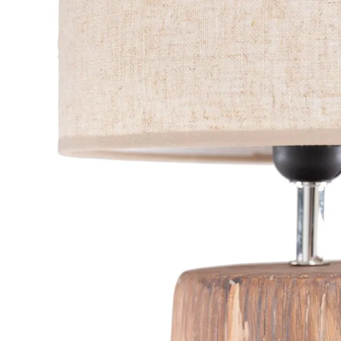 Landelijke tafellamp beige met bruin 43 cm - Lipa