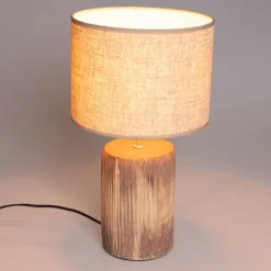 Landelijke tafellamp beige met bruin 43 cm - Lipa