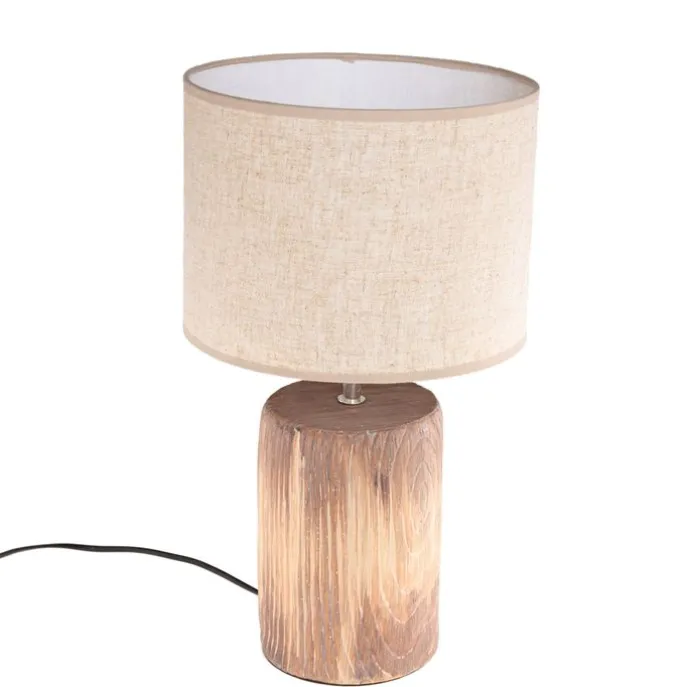 Landelijke tafellamp beige met bruin 43 cm - Lipa