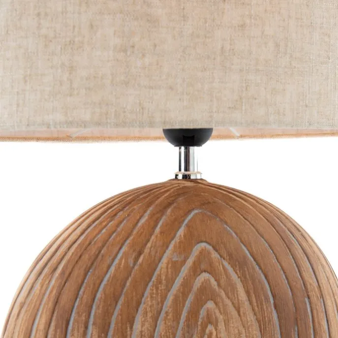 Landelijke tafellamp beige met bruin 53 cm - Djo