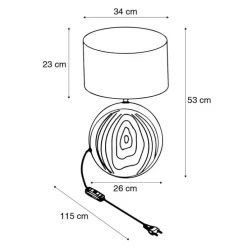 Landelijke tafellamp beige met bruin 53 cm - Djo