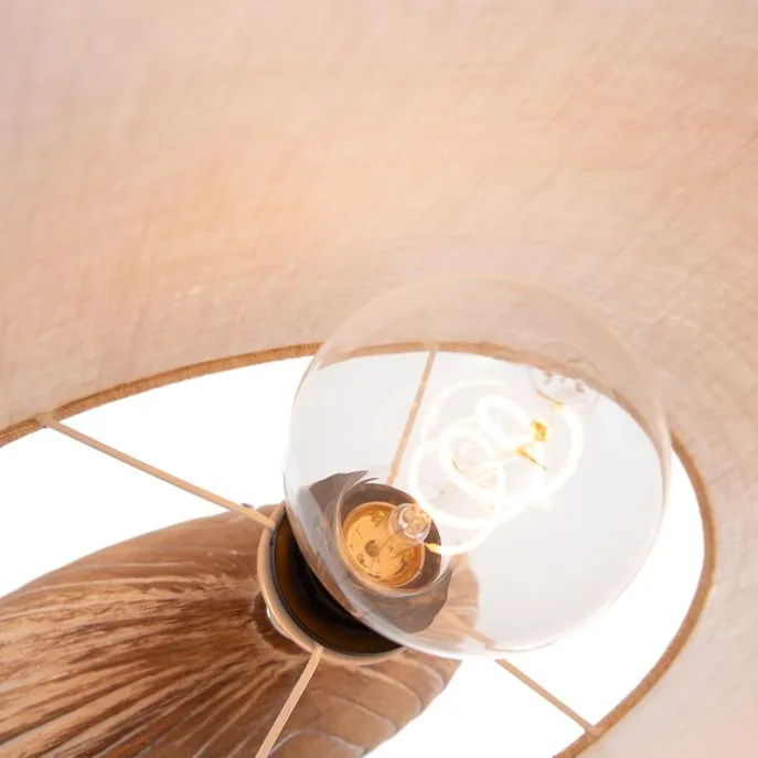 Landelijke tafellamp beige met bruin 53 cm - Djo