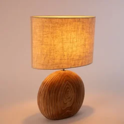 Landelijke tafellamp beige met bruin 53 cm - Djo