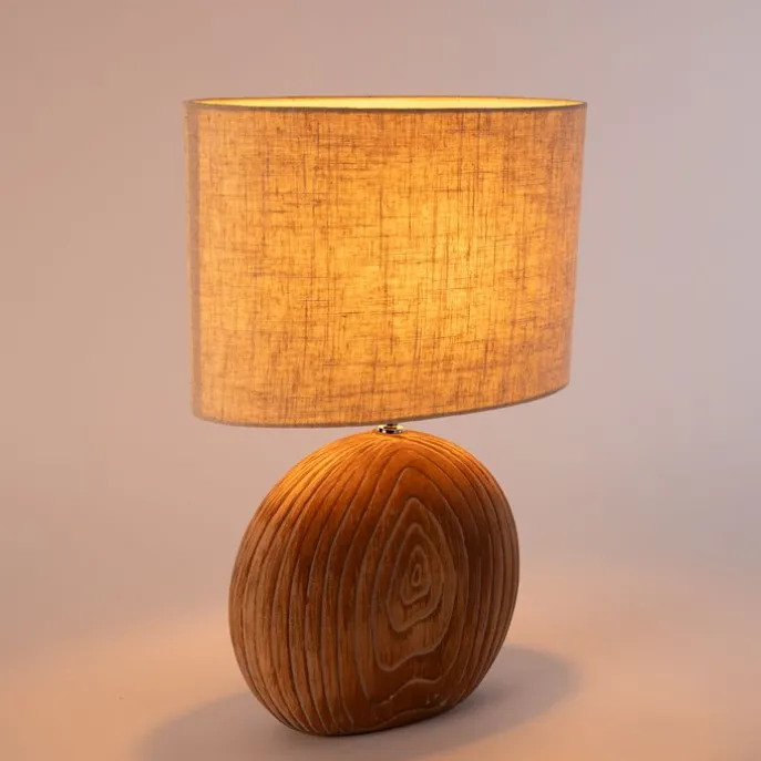 Landelijke tafellamp beige met bruin 53 cm - Djo