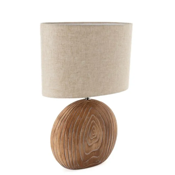 Landelijke tafellamp beige met bruin 53 cm - Djo