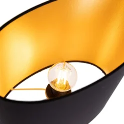 Landelijke tafellamp brons met zwart 39 cm - Kygo