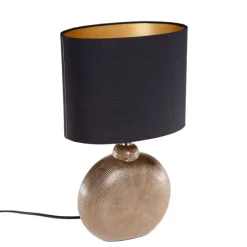 Landelijke tafellamp brons met zwart 39 cm - Kygo