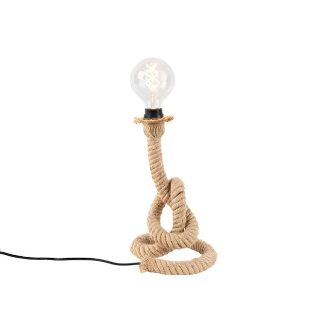 Landelijke tafellamp bruin touw - Ropa