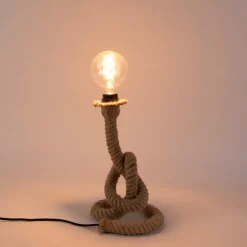 Landelijke tafellamp bruin touw - Ropa