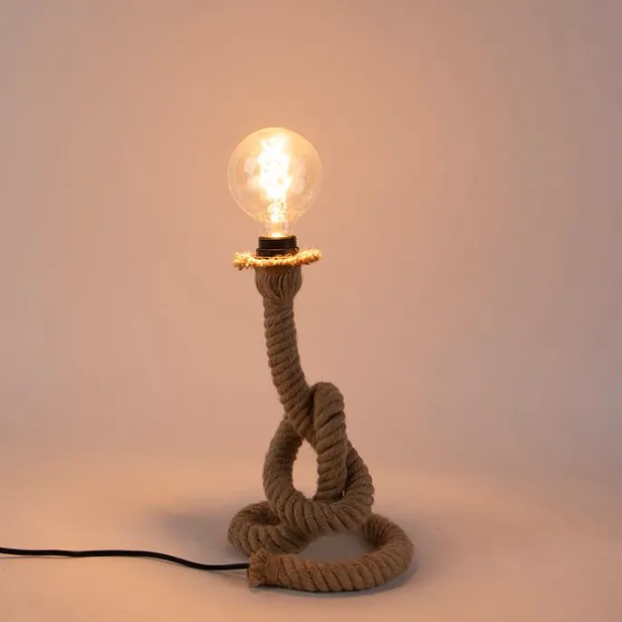 Landelijke tafellamp bruin touw - Ropa