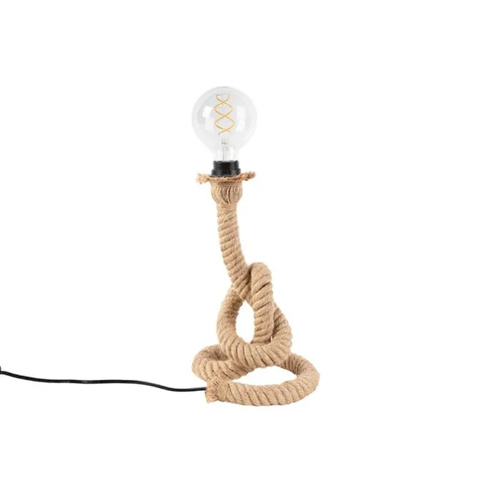 Landelijke tafellamp bruin touw - Ropa