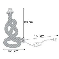 Landelijke tafellamp bruin touw - Ropa