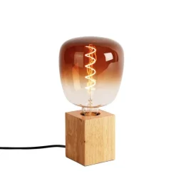 Landelijke tafellamp hout naturel incl. LED G140 - Bloc