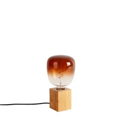 Landelijke tafellamp hout naturel incl. LED G140 - Bloc