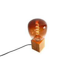 Landelijke tafellamp hout naturel incl. LED G140 - Bloc