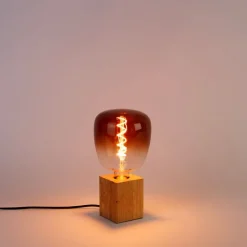 Landelijke tafellamp hout naturel incl. LED G140 - Bloc