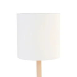Landelijke tafellamp hout met witte kap - Mels