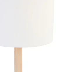 Landelijke tafellamp hout met witte kap - Mels