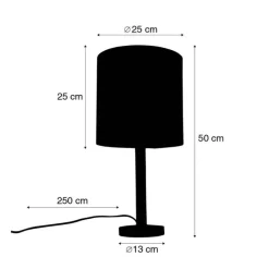 Landelijke tafellamp hout met witte kap - Mels