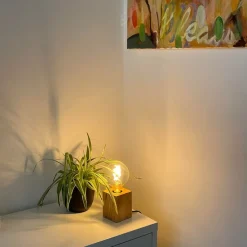 Landelijke tafellamp hout naturel - Bloc