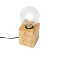 Landelijke tafellamp hout naturel - Bloc