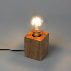 Landelijke tafellamp hout naturel - Bloc