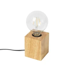 Landelijke tafellamp hout naturel - Bloc