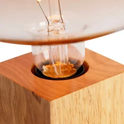 Landelijke tafellamp hout naturel incl. LED G220 - Bloc