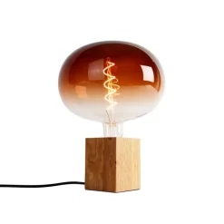 Landelijke tafellamp hout naturel incl. LED G220 - Bloc