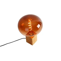 Landelijke tafellamp hout naturel incl. LED G220 - Bloc