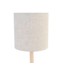 Landelijke tafellamp hout met lichtbruine kap - Mels