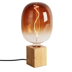 Landelijke tafellamp hout naturel incl. LED G170 - Bloc