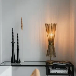 Landelijke tafellamp messing - Broom