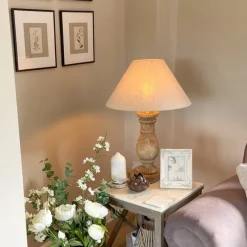 Landelijke tafellamp met linnen kap beige 50 cm - Catnip