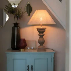 Landelijke tafellamp met linnen kap beige 50 cm - Hyssop