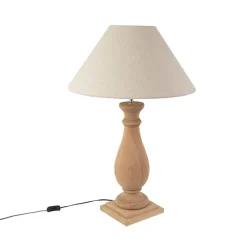 Landelijke tafellamp met linnen kap beige 55 cm - Burdock